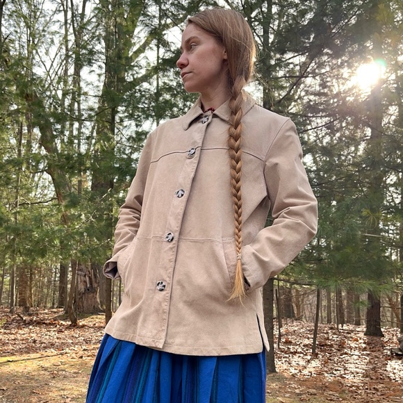 90s Monterey Bay Genuine Leather Suede Jacket Tan Size 14 - Picture 4 of 16